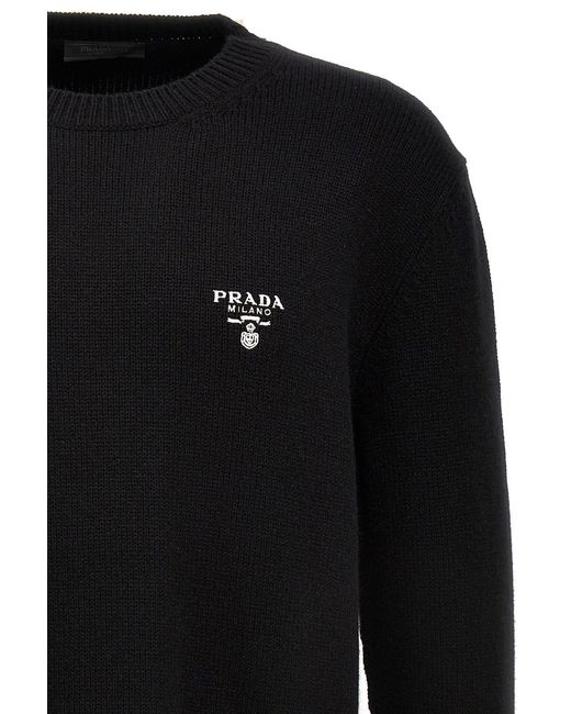 Prada Black Long-Sleeved Cashmere Sweater for men