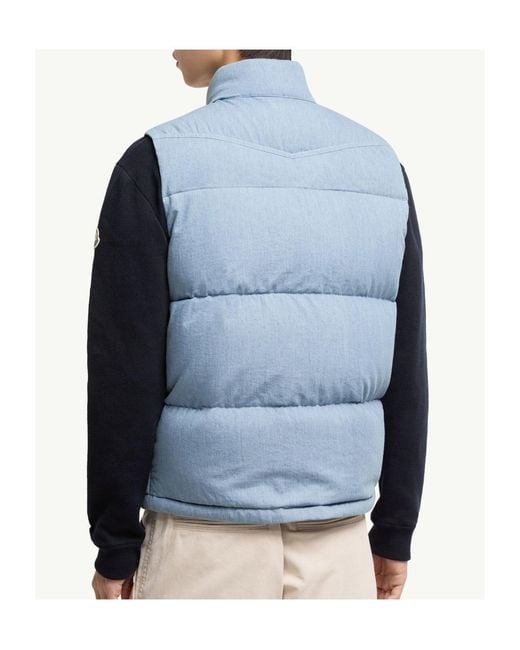 Moncler Blue Ervional Denim Down Vest for men