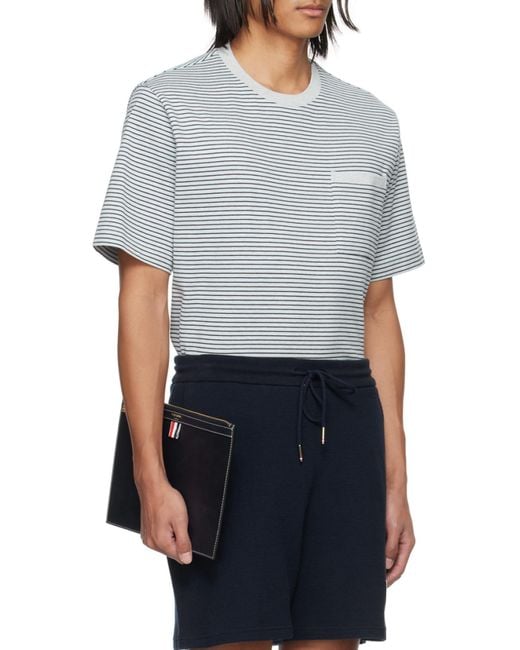Thom Browne Gray Striped Crewneck T-Shirt for men