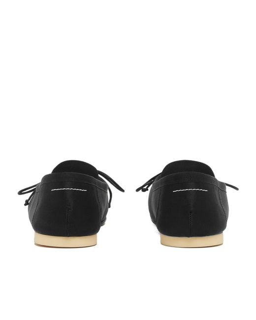 MM6 by Maison Margiela Black Anatomic Numbers-Motif Square-Toe Ballerina Shoes