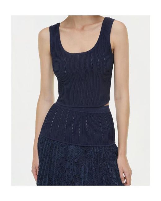 Jonathan Simkhai Blue Rylan Pointelle-Knit Tank Top