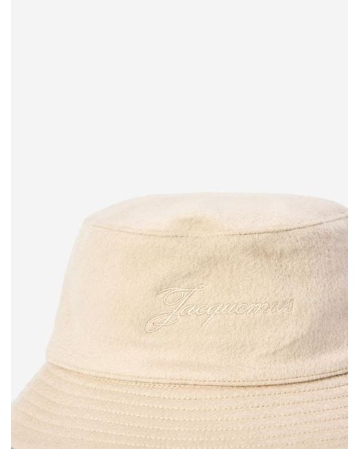 Jacquemus White Logo Embroidered Le Bob Bucket Hat for men