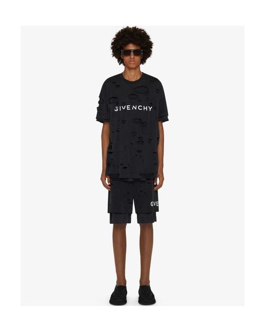 Givenchy Black Archetype Destroyed Effect Detailed Shorts for men