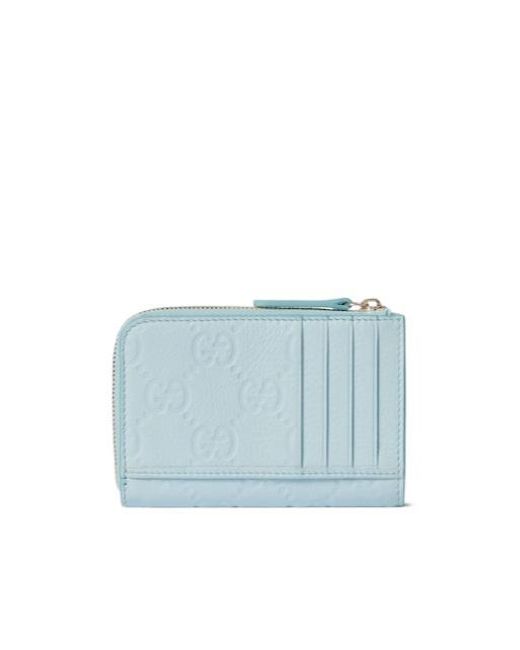 Gucci Blue Gg Emblem Zip Card Case