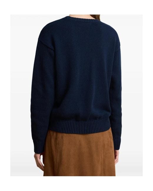 Polo Ralph Lauren Blue Intarsia-Knit Long-Sleeve Sweater