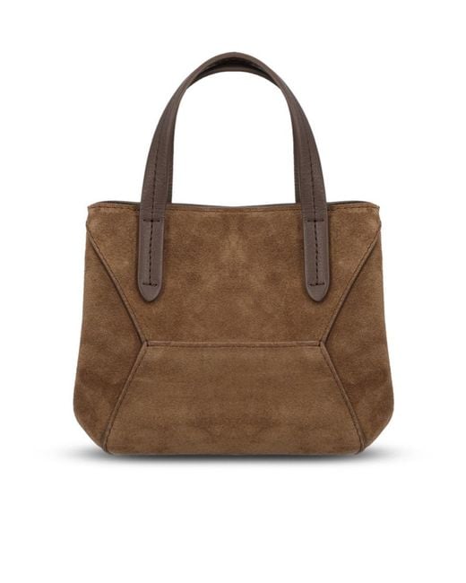 Brunello Cucinelli Brown Geometric Shoulder Bag
