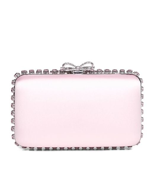 Self-Portrait Pink Bow Embellished Clutch Bag
