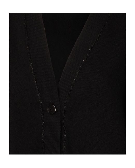 Fabiana Filippi Black Sequin-Embellished Knitted Cardigan