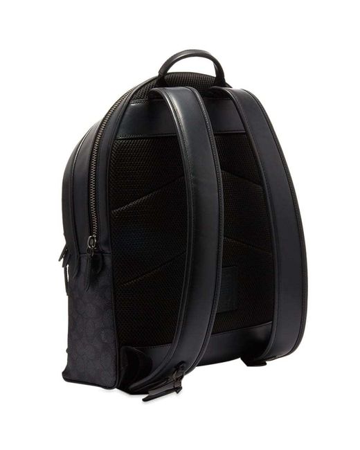 COACH Black Signature Canvas Backpack for men