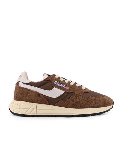 Autry Brown Reelwind Suede Sneakers for men