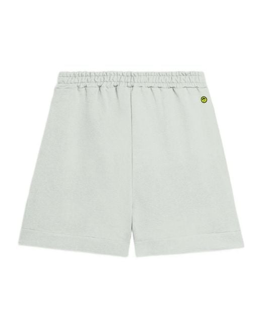 Barrow White Logo Cotton Shorts for men