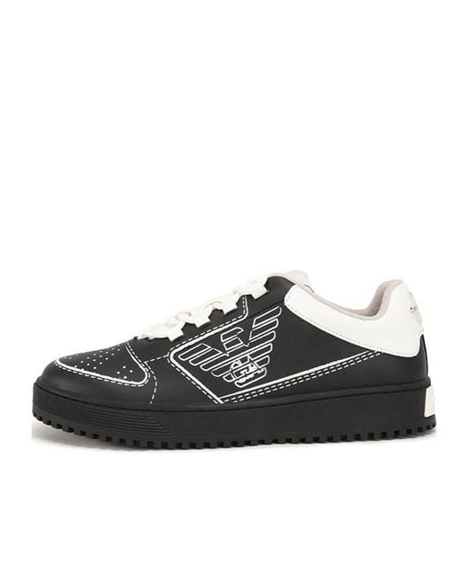 Emporio Armani Black Strap-Up Casual Sneakers for men