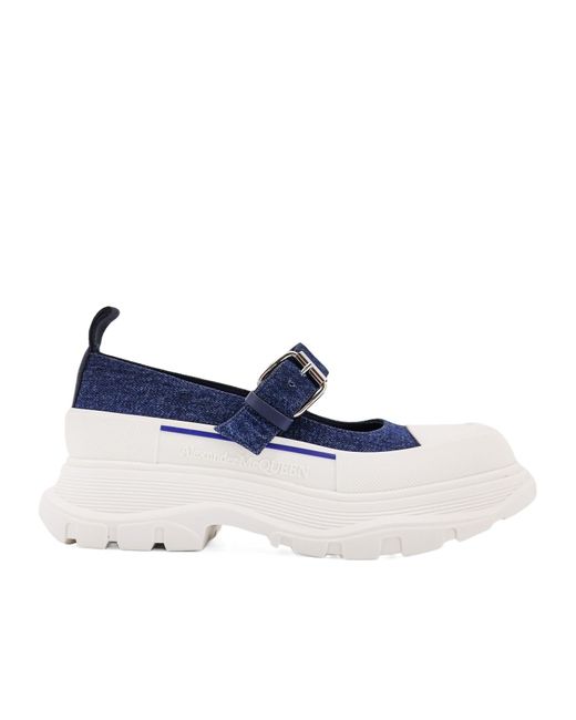 Alexander McQueen Blue Denim Mary Jane Shoes