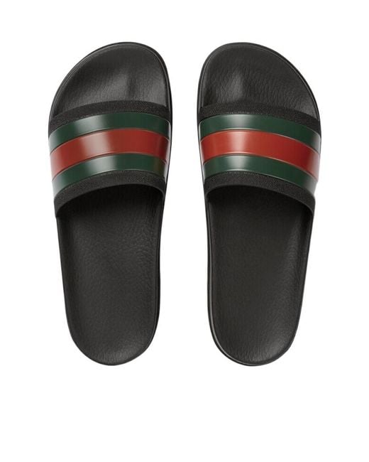 Gucci Black Pursuittreck Striped Rubber Slides for men