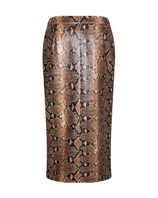 ERMANNO FIRENZE Brown Python-Print Skirt