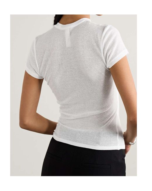 Skims White Stretch Knit T-Shirt