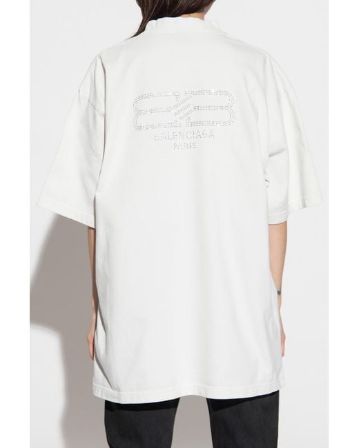 Balenciaga White Bb Paris Medium Fit T-Shirt