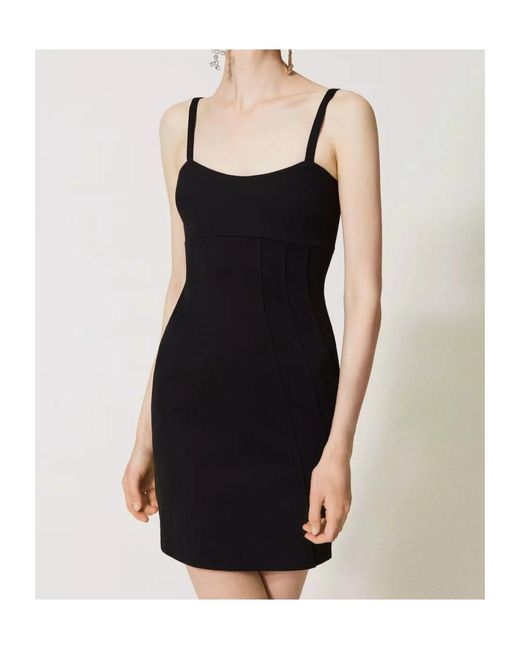 Twinset Black Shoulder-Strap Mini Dress