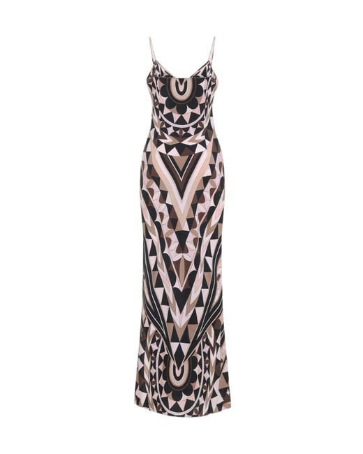 Emilio Pucci White Pucci Geometric Print Slip Dress
