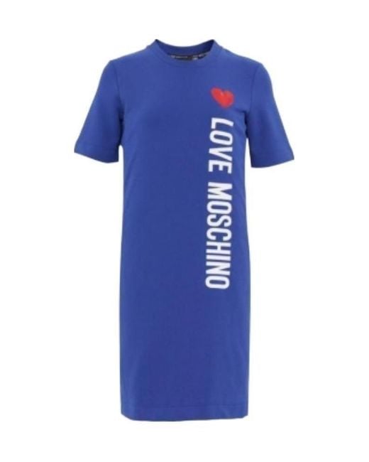 Moschino Blue Logo Printed Dress