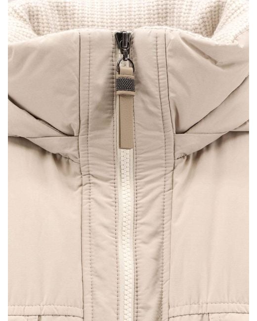 Brunello Cucinelli Natural Knitted Neck Down Jacket