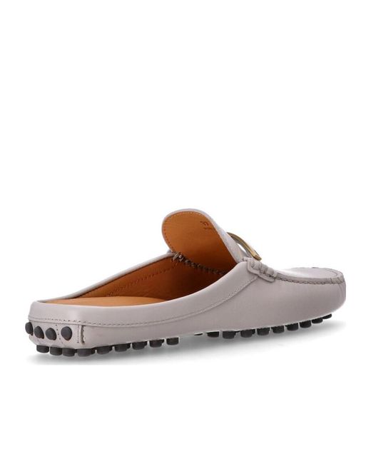 Tod's White Logo Engraved Slip-On Sandals
