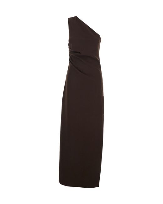 P.A.R.O.S.H. Black One-Shoulder Ruched Dress