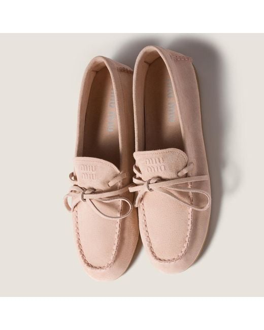 Miu Miu Pink Bow-Detailed Loafers
