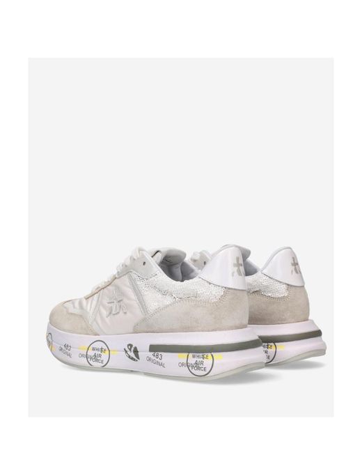 Premiata White Low Lace-Up Sneakers