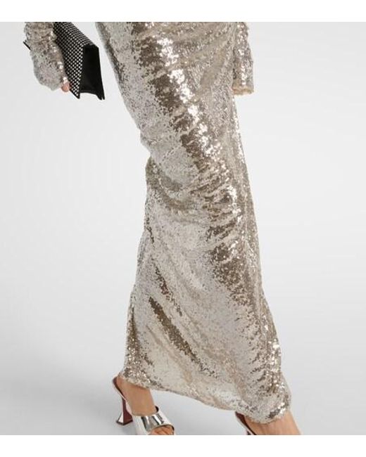 Maticevski Gray Luna Draped Sequined Maxi Skirt