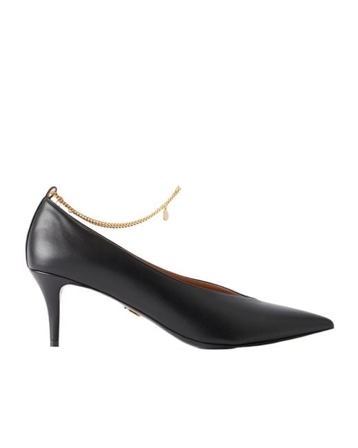 Stella McCartney Black Leather Pointed-Toe High Heels