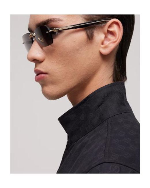 Gucci White Rectangular-Frame Sunglasses for men