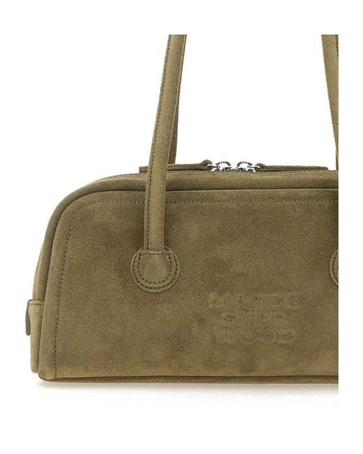 MARGE SHERWOOD Green Soft Boston Ew Suede Shoulder Bag