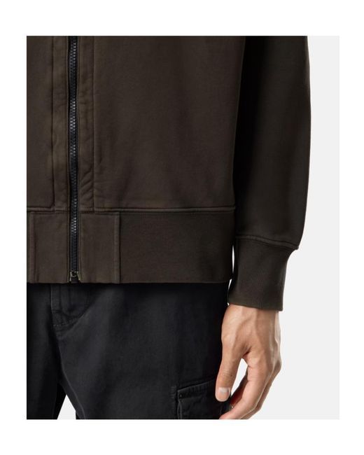 Stone Island Gray Oversized-Fit Zip-Up Hooded Sweatshirt Witth Pockets for men