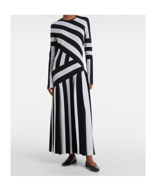 Gabriela Hearst Black Seema Striped Wool Maxi Dress
