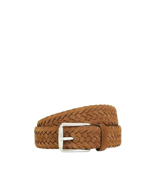 Tod's Brown Interwiven-Design Buckle Belt for men