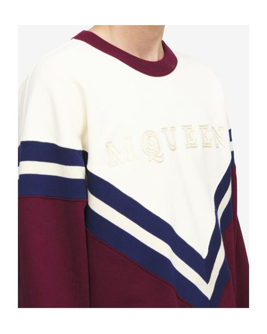 McQueen Purple Logo Embroidered Crewneck Sweatshirt for men