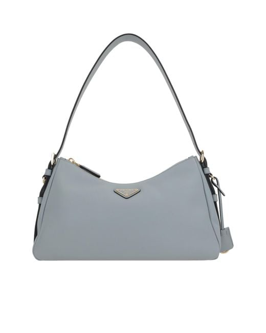Prada Gray Aimée Zipped Medium Shoulder Bag