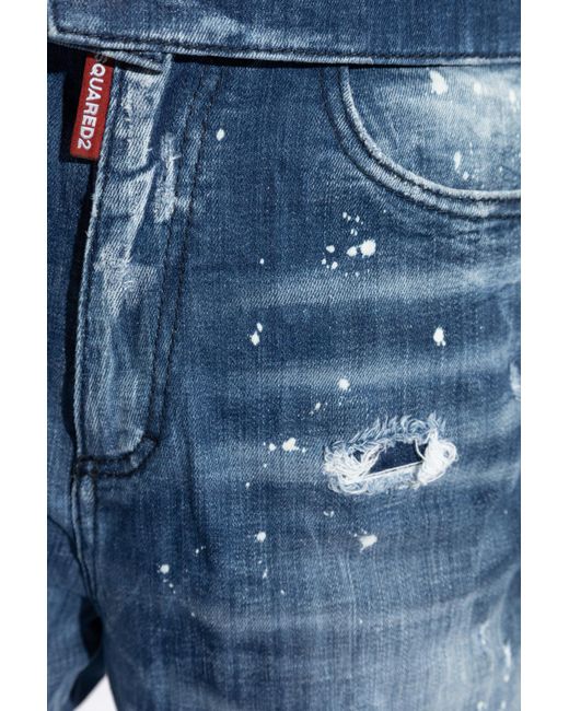 DSquared² Blue Distressed Tapered Leg Jeans