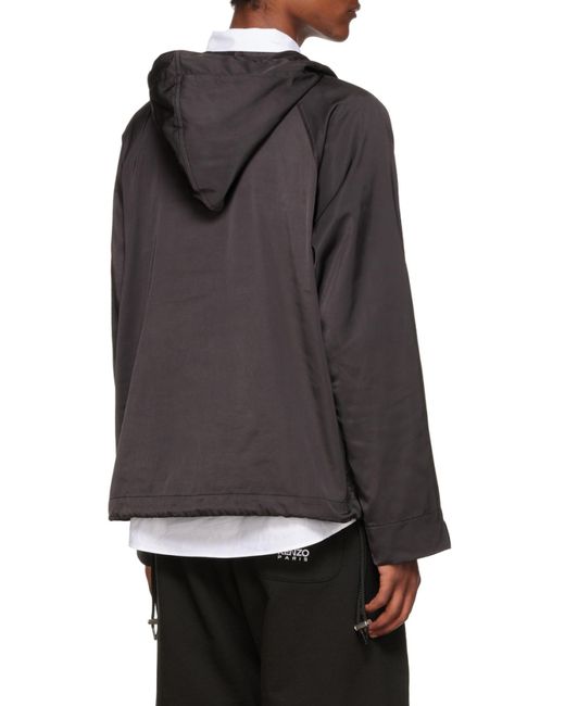 KENZO Black Logo Printed Drawstring Hoodie for men