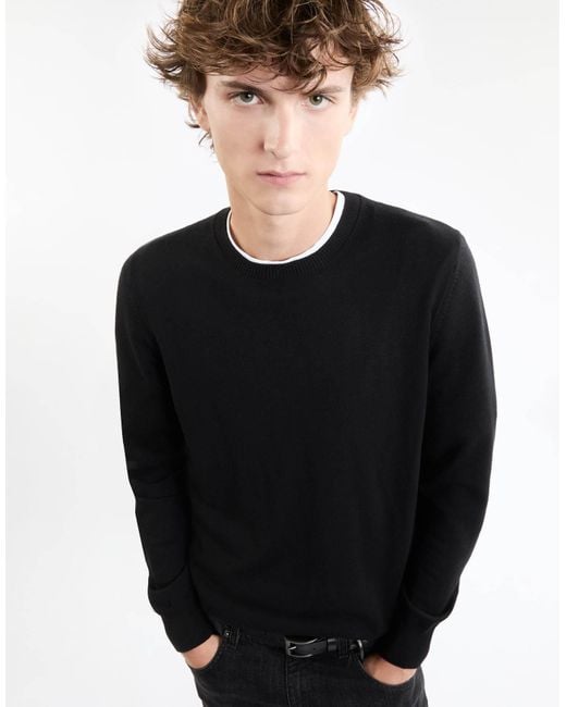 Fay Blue Ribbed Crewneck Sweater for men