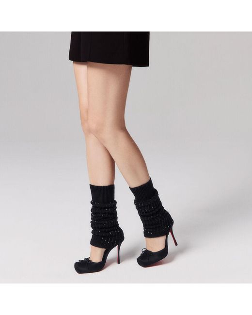 Christian Louboutin Black Cassia Annmac Silk Hybrid Pumps 100