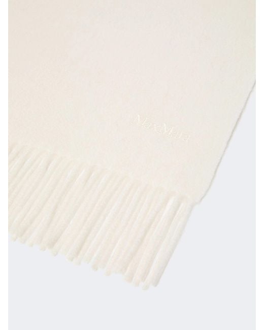Max Mara White Fringed Scarf