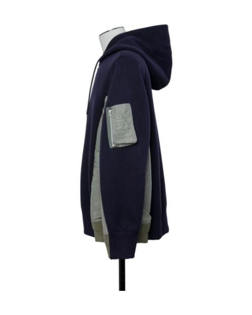 Sacai Blue Sponge Sweat Twill Hoodie for men