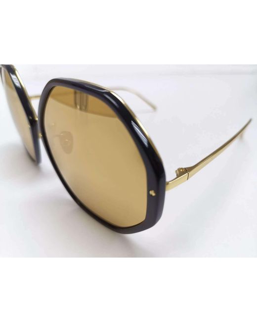 Linda Farrow Metallic Hexagonal Frame Sunglasses for men