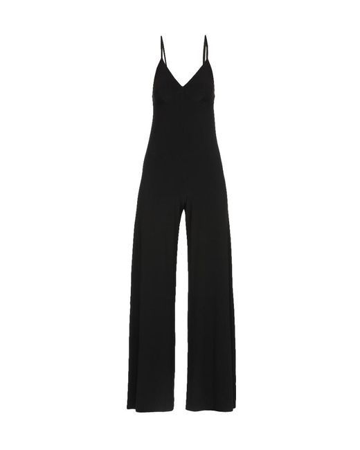Norma Kamali Black Plunging V-Neck Jumpsuit