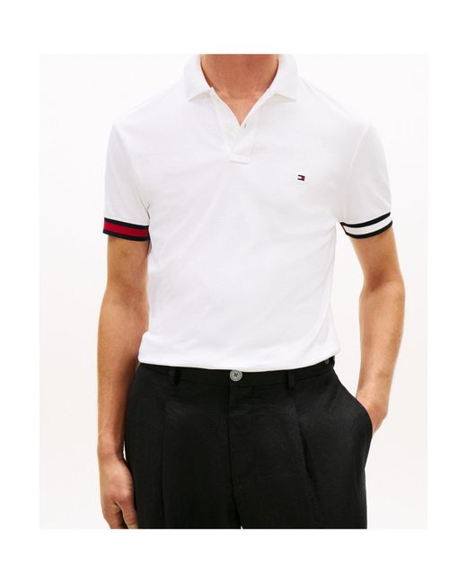 Tommy Hilfiger White Logo Short Sleeve Polo Shirt for men