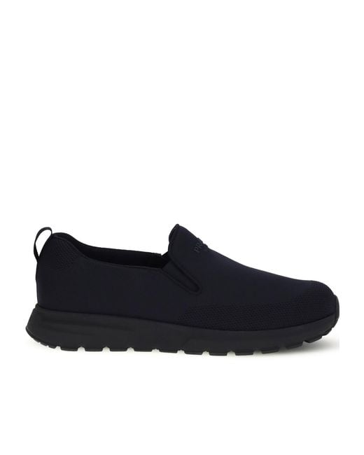 Prada Black Stretch Knitted Slip-On Sneakers for men