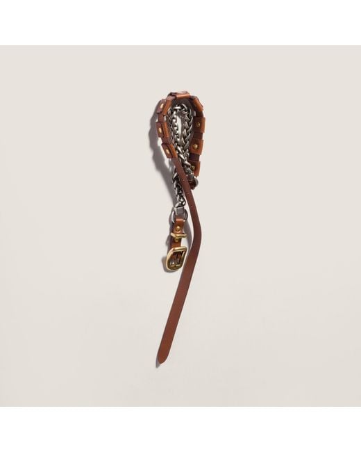 Miu Miu White Studded Chain Leather Necklace