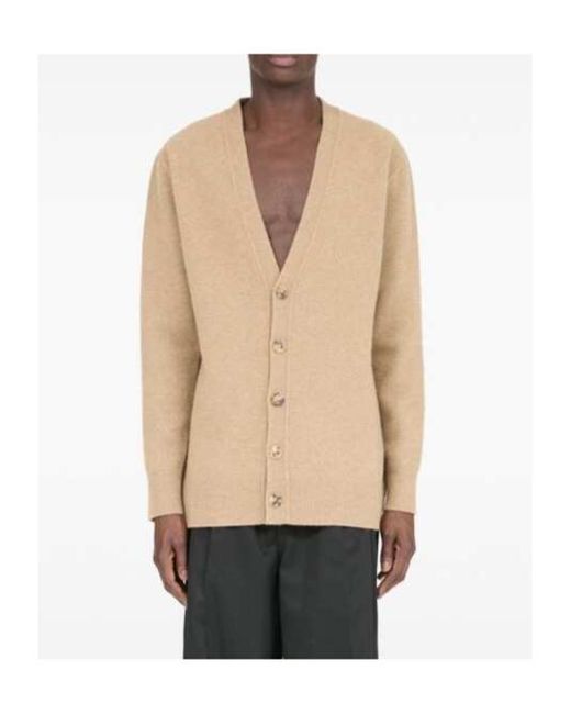 Maison Margiela Natural V-Neck Button-Up Cardigan for men